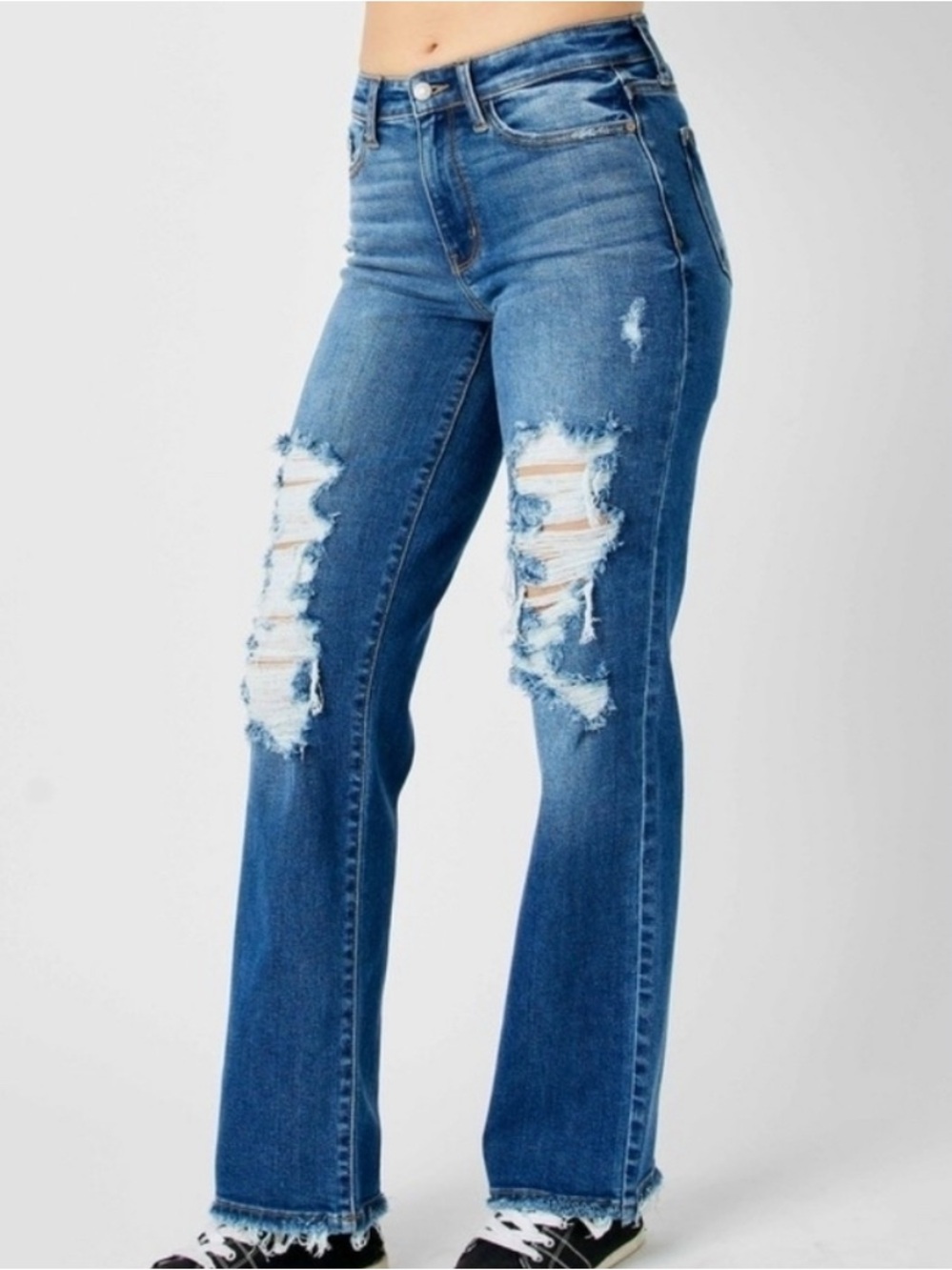 NWT Distressed Mid-Rise Dad Jeans - Judy Blue - Picture 2 of 8